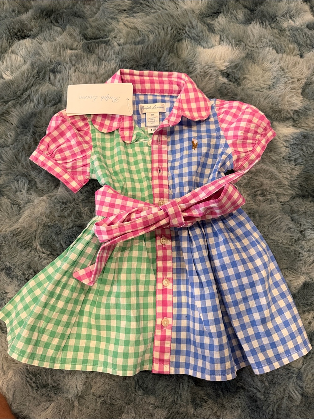 Ralph Lauren Pink, Green & Blue Gingham Shirt Dress